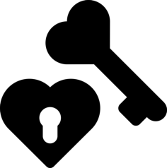 Heart Lock And Key Contour Svg Vector, Free Vectors File